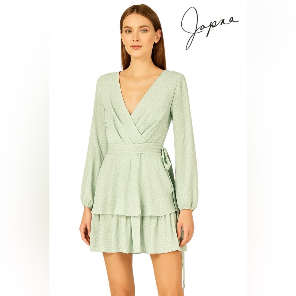 🛍️SALE🛍️ JAPNA Polka Dot -2 tiers skirt- Mini Dress (Sage)